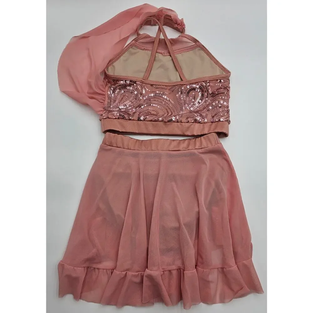 Weissman Dancewear Girl's Size SC/MC Dance Costume 2 Piece Top and Skirt